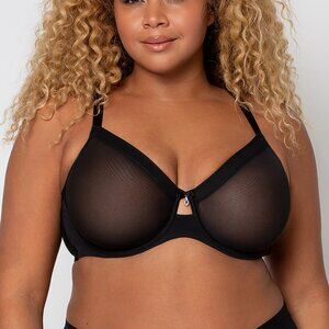 44DD/E Black Mesh Curvy Contour / Victoria's Secret Mesh Unlined Underwire Bras